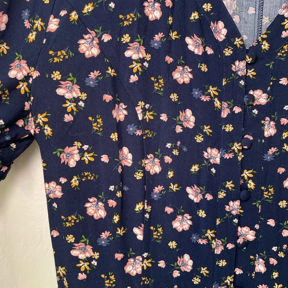 Floral Navy Midi Dress - Picture 3 of 5